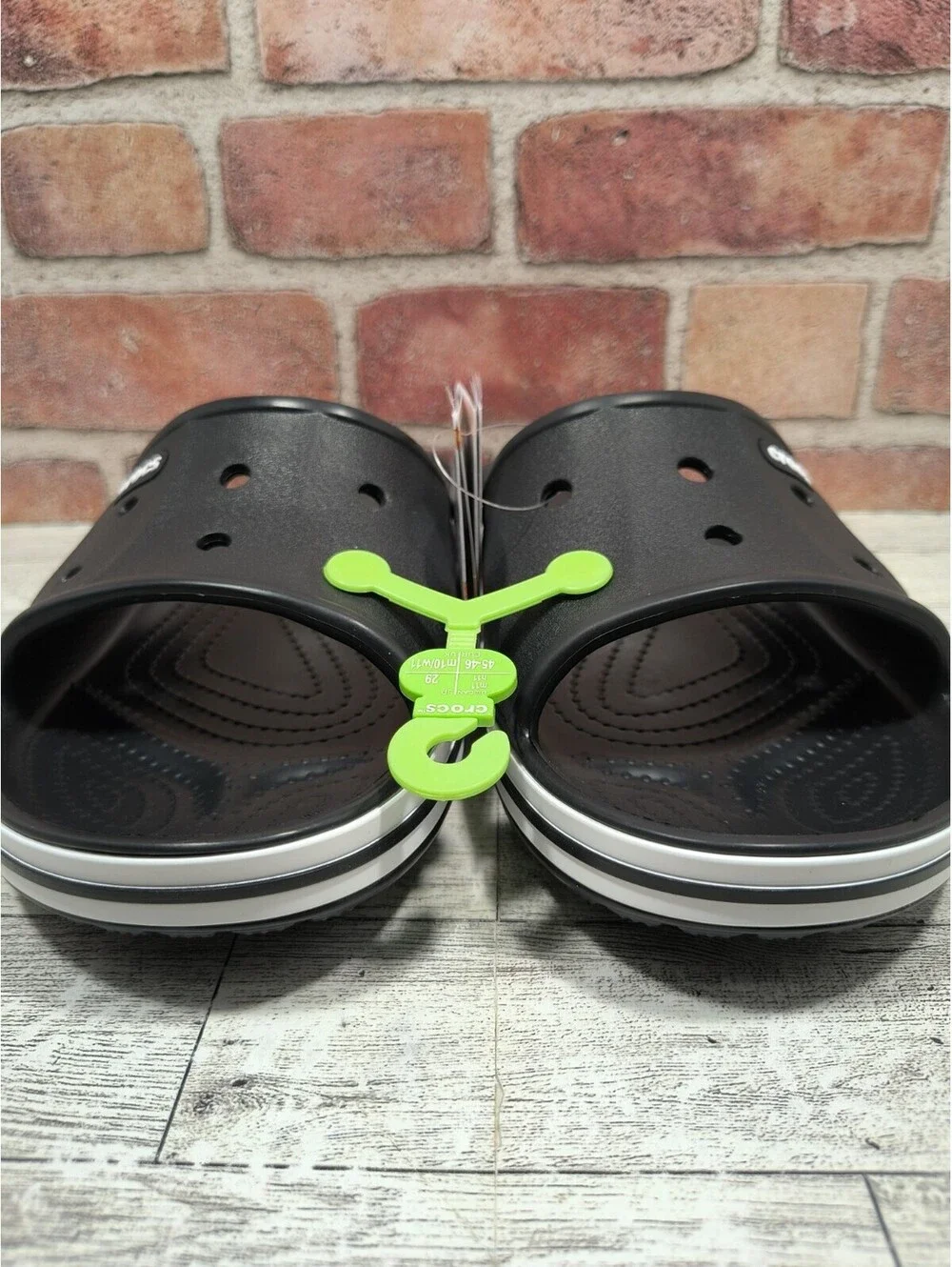 Crocs Bayaband Slide Sandals Men's Size 11 Black/White 205392-066 NWT
